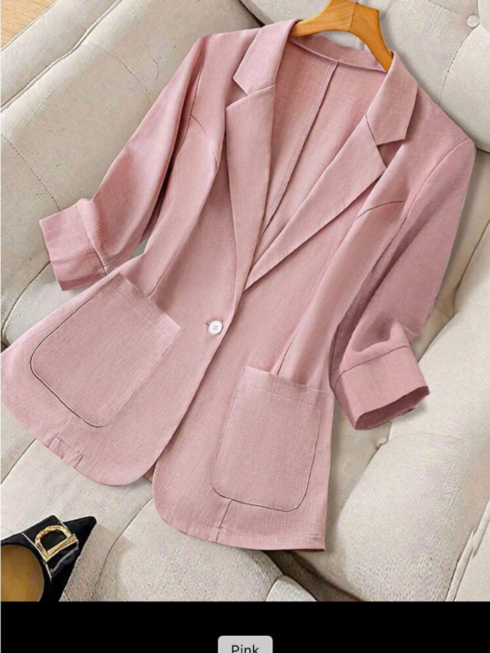 SHEIN Dusty Pink Tailored Single-Button Blazer